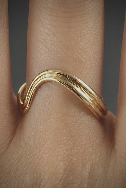 9ct Yellow Gold Fluid Wave Ring | Neap Tide
