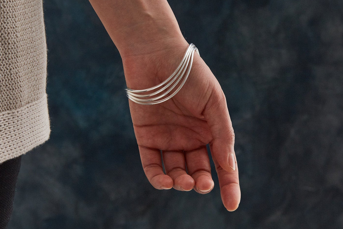 Half-Moon Silver Bangle