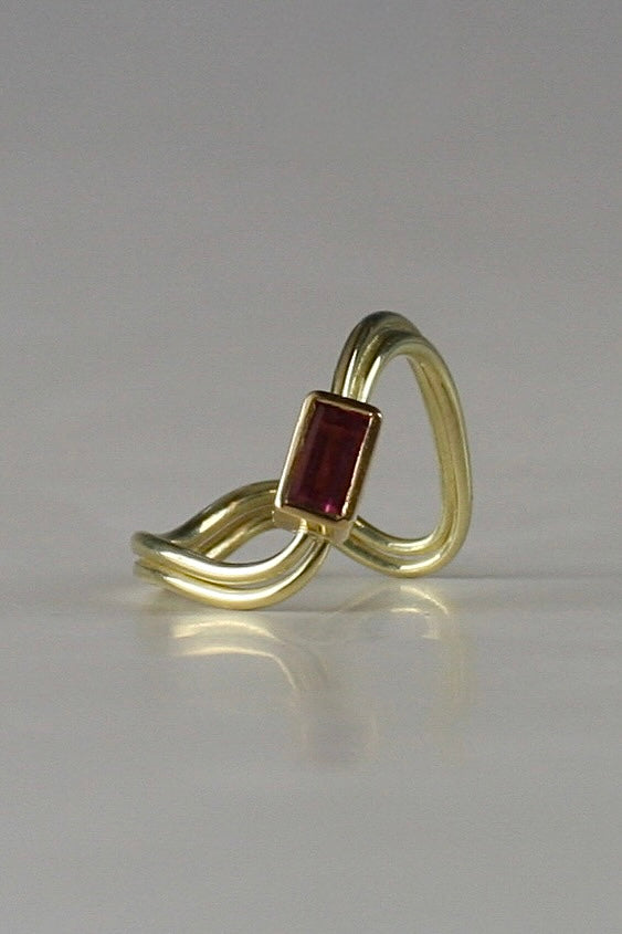 Pink Tourmaline Sunrise Gold Ring