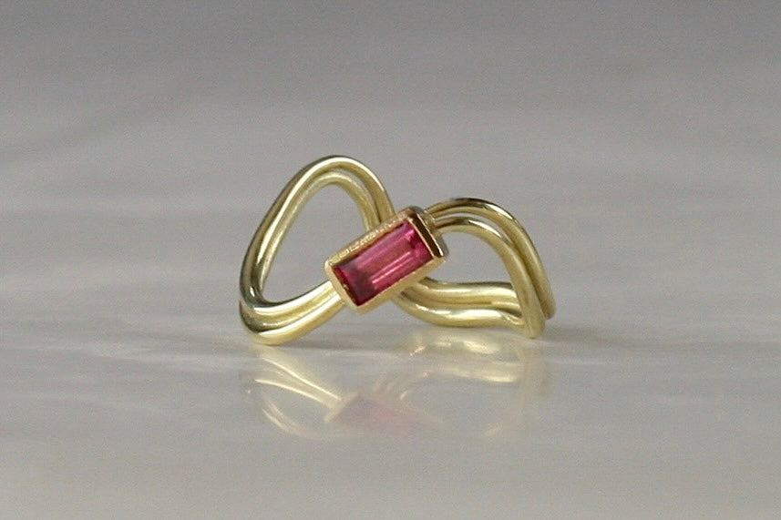 Pink Tourmaline Sunrise Gold Ring