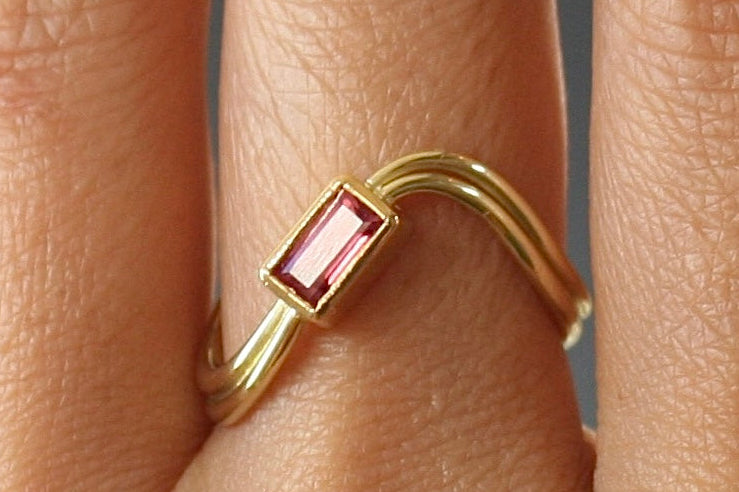 Pink Tourmaline Sunrise Gold Ring