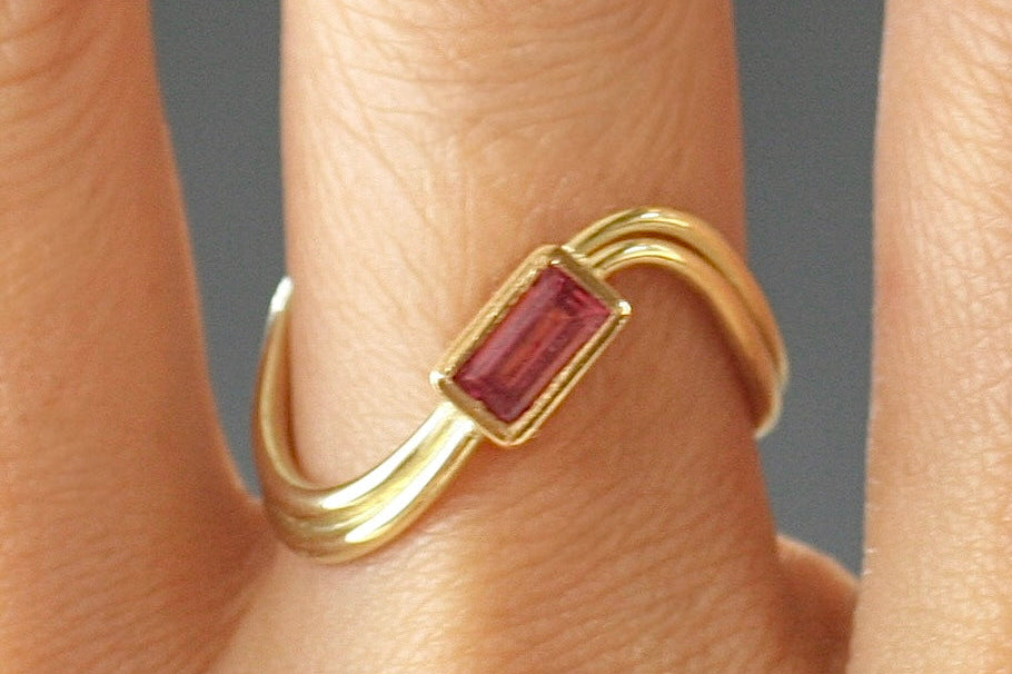 Pink Tourmaline Sunrise Gold Ring
