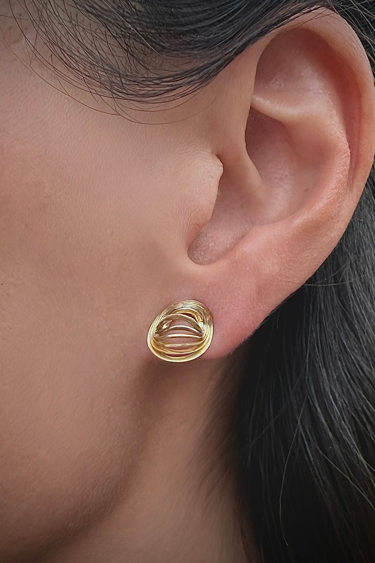 Gold Ripple Studs