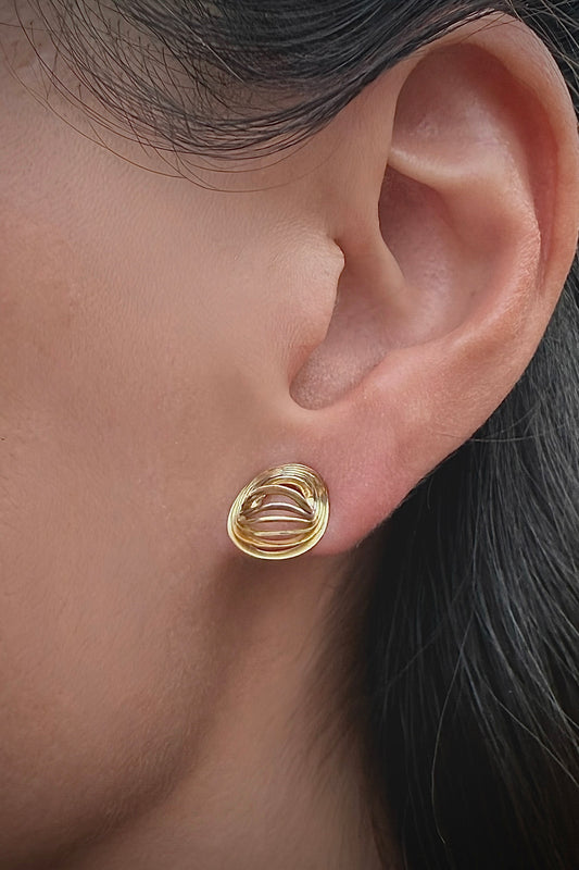 Gold Ripple Studs