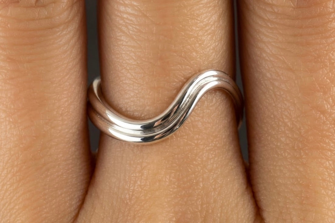 9ct Yellow Gold Fluid Wave Ring | Neap Tide