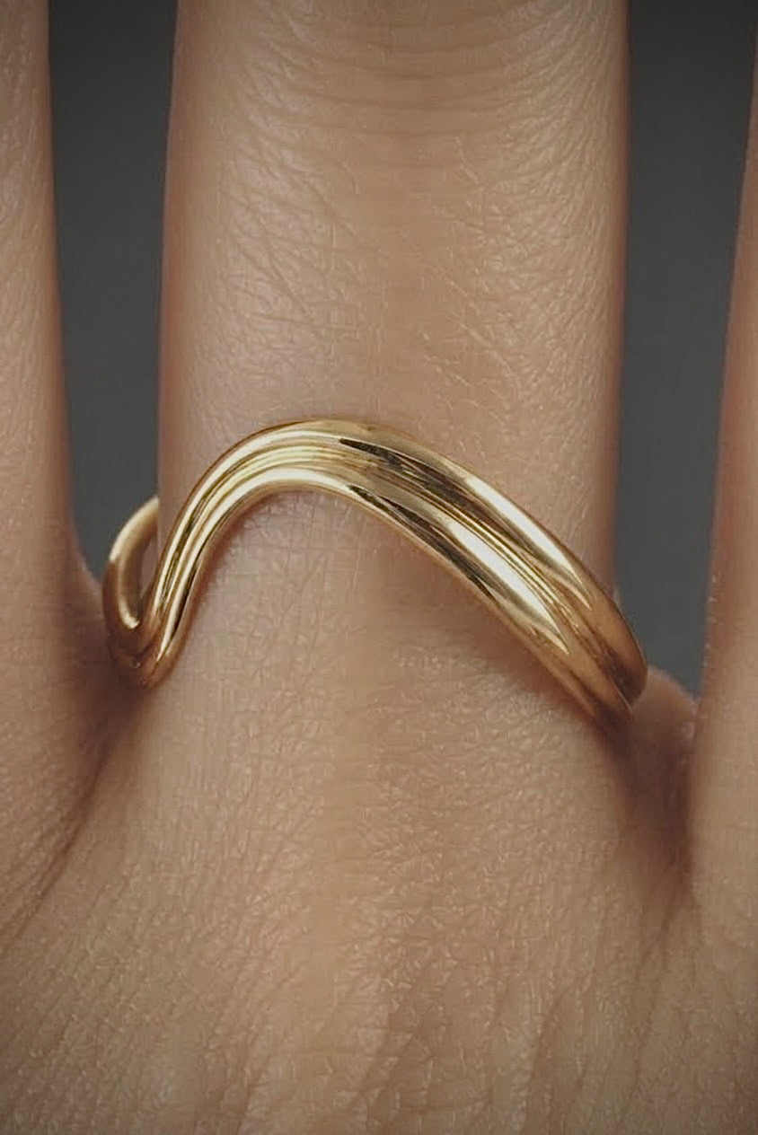 9ct Yellow Gold Fluid Wave Ring | Neap Tide