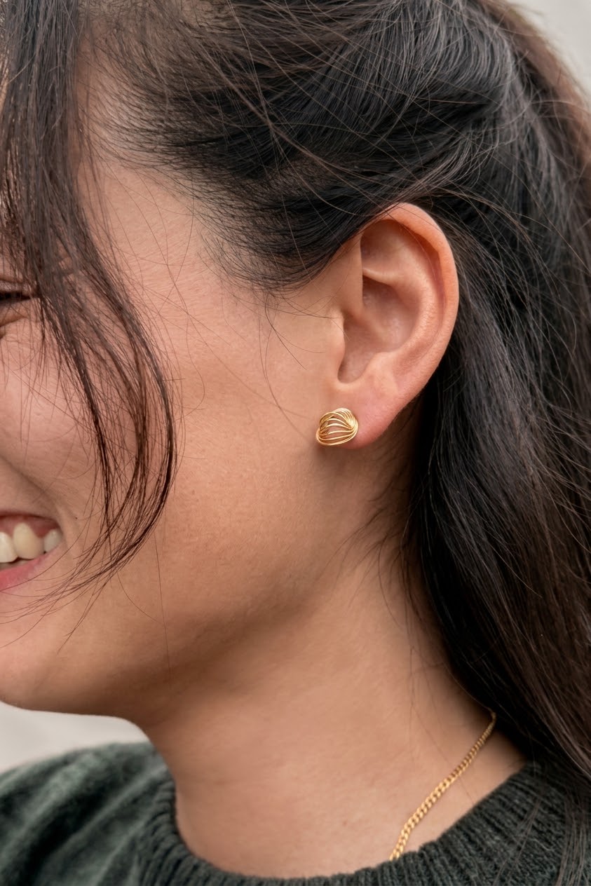 Gold Ripple Studs