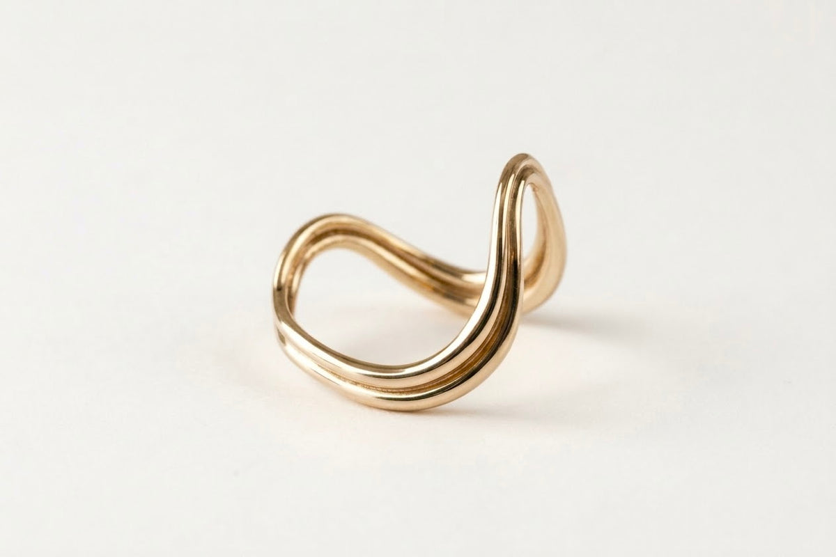 9ct Yellow Gold Fluid Wave Ring | Neap Tide