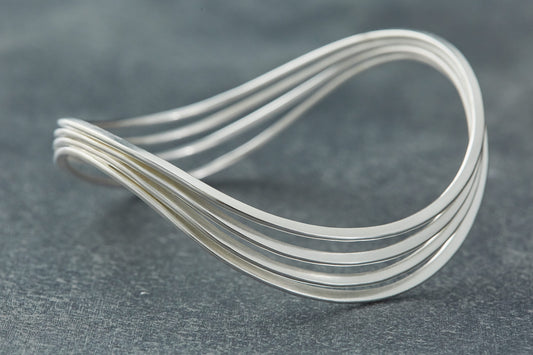 Half-Moon Silver Bangle
